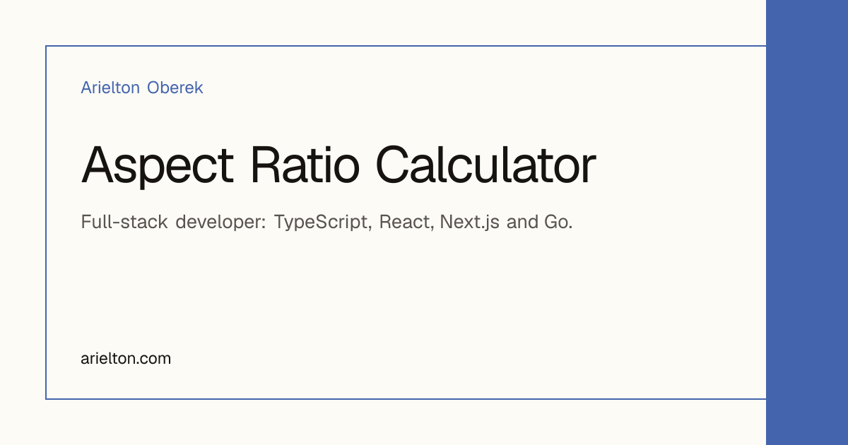 Aspect Ratio Calculator | Arielton Oberek
